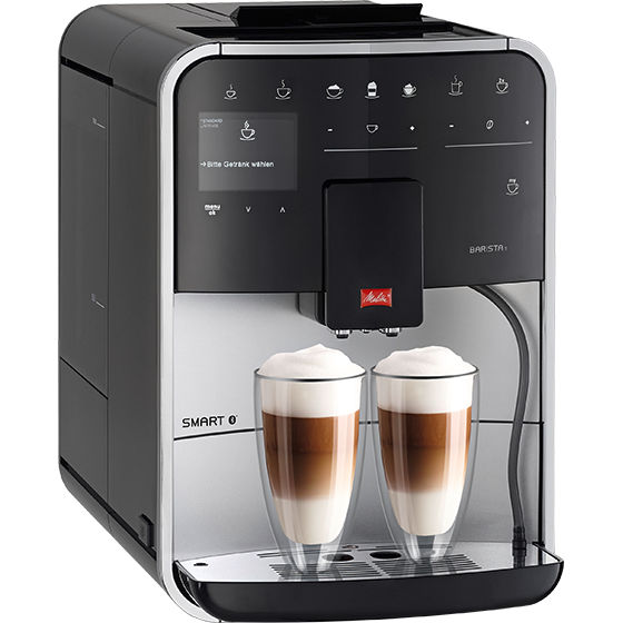 Melitta® Kaffeevollautomat Melitta Barista T Smart Silber Schwarz 6761101 20 – Product front view with brewing in progress