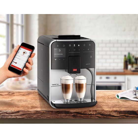Melitta® Kaffeevollautomat Melitta Barista T Smart Silber Schwarz 6761101 10 – Silver-black coffee machine in bright kitchen setting